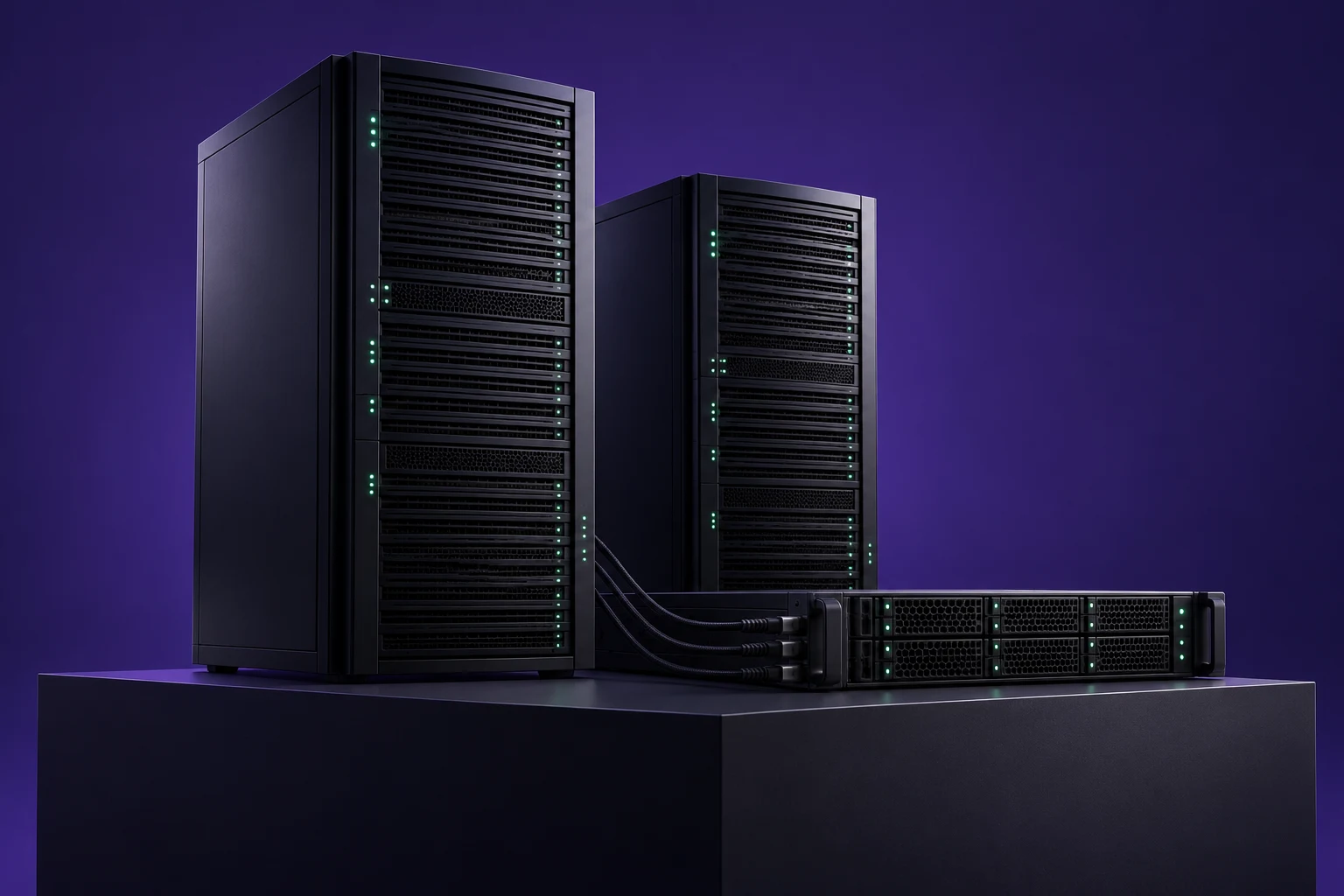 Connected servers representing enterprise blockchain infrastructure.